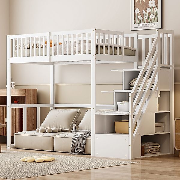 Flieks Hochbett Massivholz Kinderbett Einzelbett 90x200cm günstig online kaufen