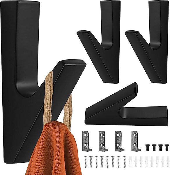 Kikcrrou Klebehaken Garderobenhaken Set Schwarz Metall günstig online kaufen