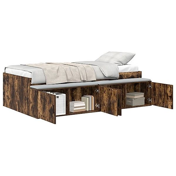 vidaXL Bett Stauraum-Bettgestell Geräucherter Eiche 90x190 cm (1-tlg) günstig online kaufen