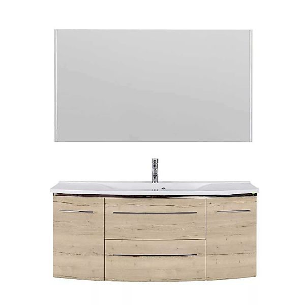 Waschplatz mit Spiegel in Eiche Bianco Touchwood Made in Germany (zweiteili günstig online kaufen