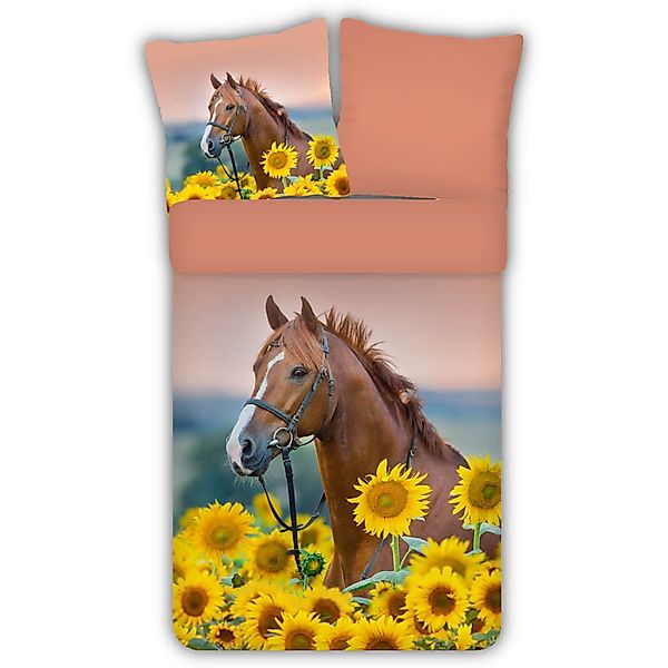ESPiCO Kinderbettwäsche Pferd Sonnenblumen Trendy Bedding, günstig online kaufen