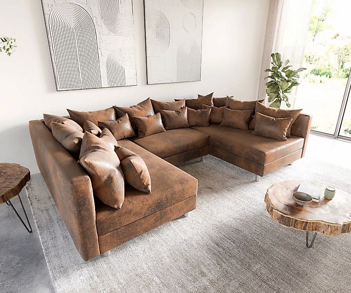 DELIFE Wohnlandschaft Clovis, Braun Antik Optik günstig online kaufen