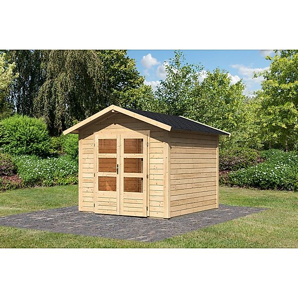 Karibu Holz-Gartenhaus Tessin 1 Natur 240 x 240 cm inkl. Boden und Dachschi günstig online kaufen