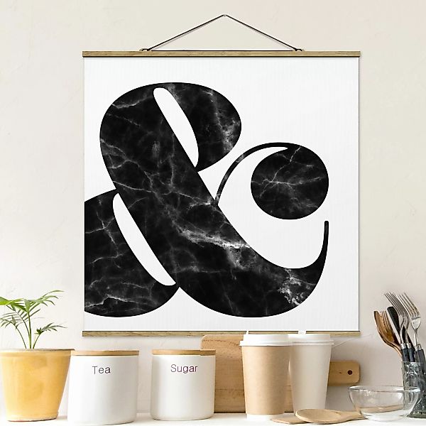 Stoffbild Buchstaben mit Posterleisten - Quadrat Ampersand Marmor günstig online kaufen