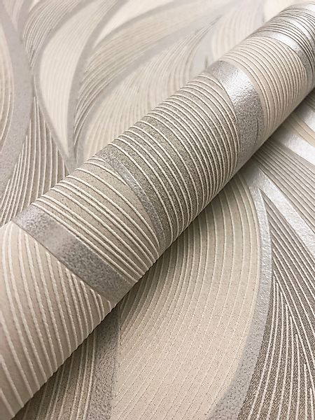 Newroom Vliestapete, Beige Tapete Streifen Wellen günstig online kaufen