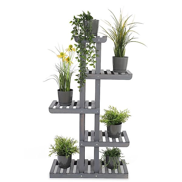 PROREGAL Blümenstande FLORACK HxBxT 117x68x25cm 6 Ablagen Kieferholz Grau günstig online kaufen