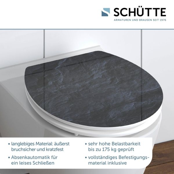 Schütte WC-Sitz "BLACK STONE" High Gloss mit MDF Holzkern, mit Absenkautoma günstig online kaufen