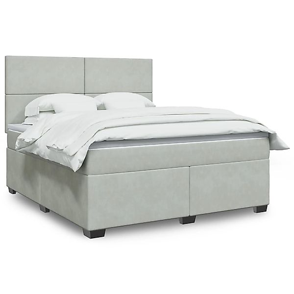 vidaXL Boxspringbett mit Matratze Hellgrau 180x200 cm Samt 3293272 günstig online kaufen