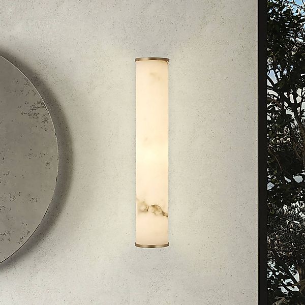 LED-Bad-Wandlampe Wales, gold/marmoriert, 35 cm Stahl/Resin günstig online kaufen