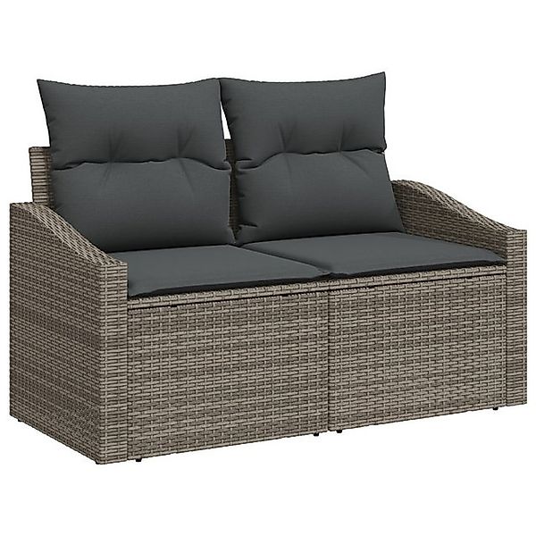 vidaXL Loungesofa 7-teiliges Garten Sofa Set mit Kissen Grau Poly Rattan, 7 günstig online kaufen