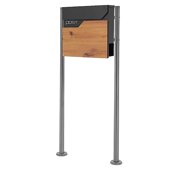 ML-Design Standbriefkasten mit Zeitungsfach Pfosten 120 cm Anthrazit-Holzop günstig online kaufen