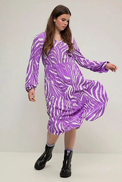 Studio Untold Jerseykleid Midikleid A-Line Zebra-Print V-Ausschnitt Langarm günstig online kaufen