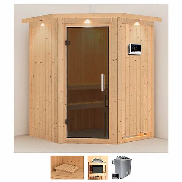 Karibu Sauna »Larin«, 9 KW-Ofen mit externer Steuerung günstig online kaufen