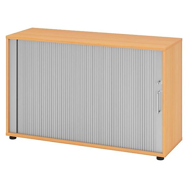 bümö Aktenschrank Rollladenschrank office - 2 Ordnerhöhen Dekor: Buche/Silb günstig online kaufen