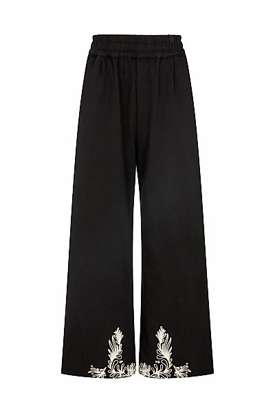 RAFFYA Jerseyhose "Marmalade Embroidered Wide Leg Trouser Damen" günstig online kaufen