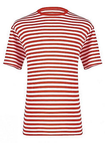 thetru T-Shirt Herren Ringelshirt kurzarm rot-weiß – alltagstaugl Gestreift günstig online kaufen