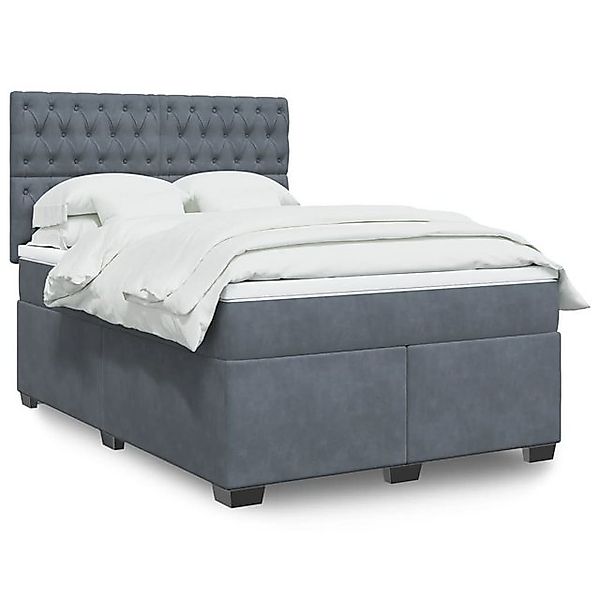vidaXL Boxspringbett, Boxspringbett mit Matratze Dunkelgrau 140x200 cm Samt günstig online kaufen