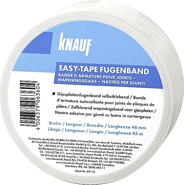 KNAUF Glasfasergewebe Knauf Gipsfaser-Fugenband easy-tape 45 günstig online kaufen