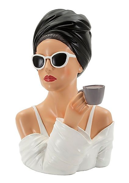 MF Skulptur Dekofigur Lady Paris Elegante Frauenfigur mit Tasse in Schwarz günstig online kaufen