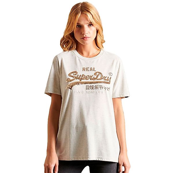 Superdry Vintage Logo Boho Sparkle Kurzarm T-shirt XS Oatmeal Marl günstig online kaufen