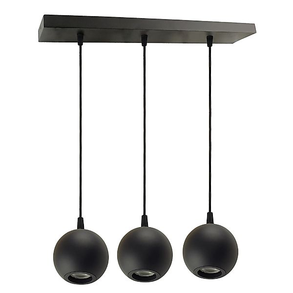ENOVALITE Pendelleuchte GLOBE Schwarz Ø100mm Deckenleuchte GU10 Fassung 3-F günstig online kaufen