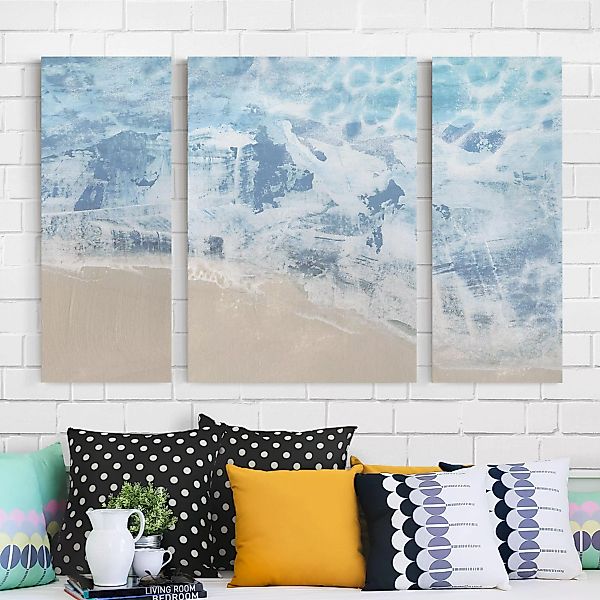 3-teiliges Leinwandbild Strand - Querformat Ebbe und Flut in Farbe II günstig online kaufen