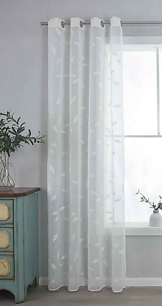 Gardinenbox Gardine (1 St), Ösen, transparent, Polyester, Leinenoptik Stick günstig online kaufen