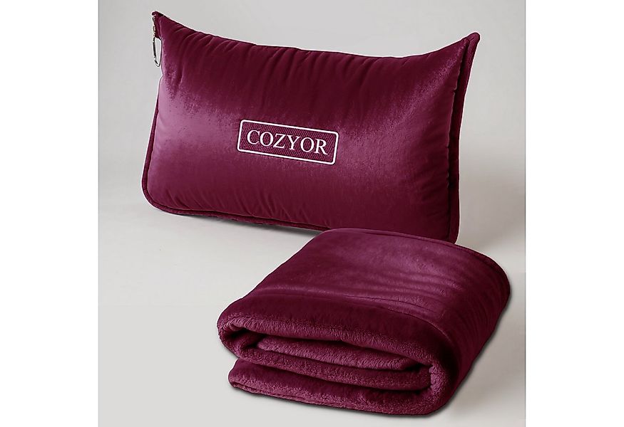 Cozyor Reisekissen und Reisedecke 2 in 1, Reiseset kuschelig weich + Rucksa günstig online kaufen