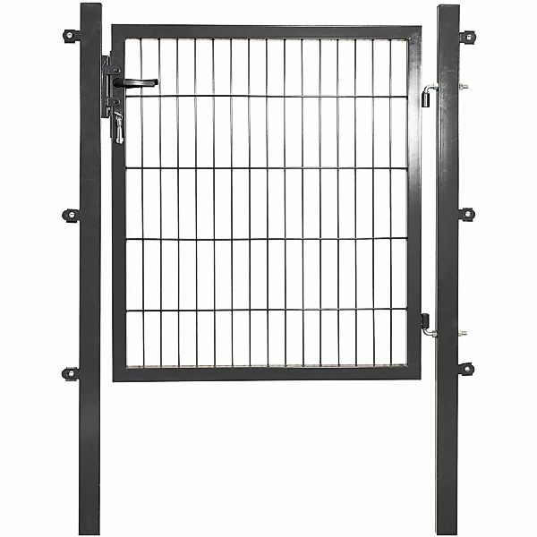 Solid Einzeltor Stahl Anthrazit mit Füllung für Doppelstabmatte 100 cm x 10 günstig online kaufen