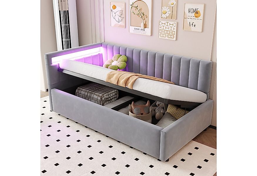 Flieks Daybett, Polsterbett Schlafsofa Einzelbett 90x200cm mit hydraulische günstig online kaufen