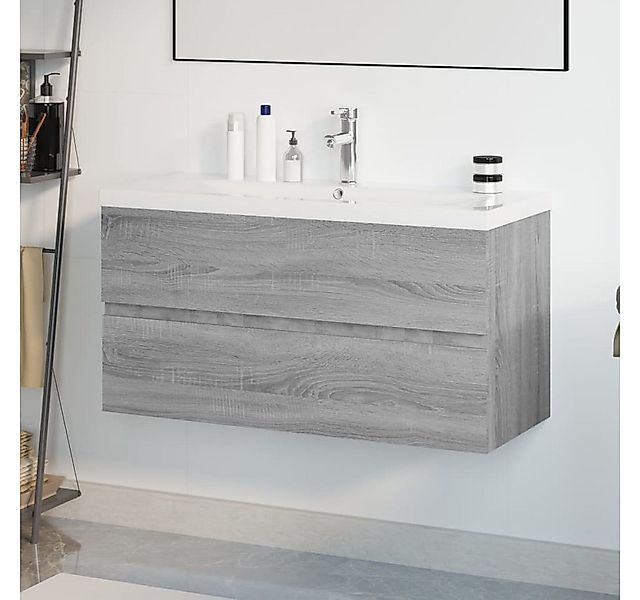 vidaXL Schrankmodule Waschbeckenschrank mit Einbaubecken Grau Sonoma Holzwe günstig online kaufen