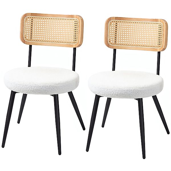 HOMCOM Set mit 2 boho Esszimmerstühlen mit Rattan-Rückenlehne, gepolstertem günstig online kaufen