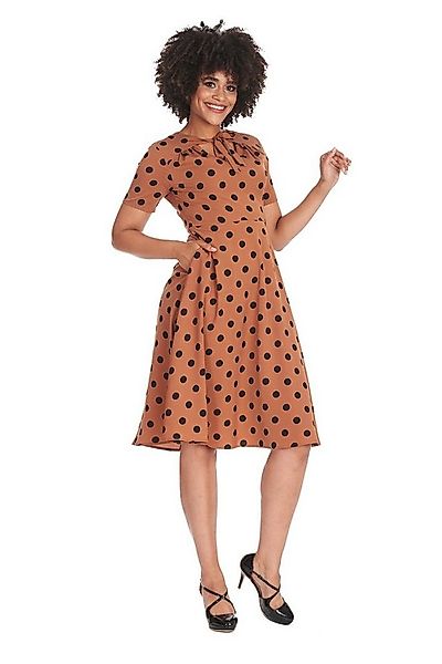 Banned A-Linien-Kleid Retro Swingkleid Set Sail Braun Vintage Polka Dot Dre günstig online kaufen