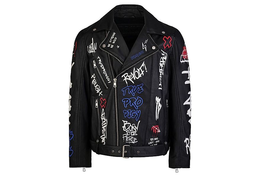 trueprodigy Lederjacke Danis Auffälliger Graffiti Print günstig online kaufen