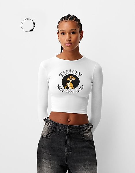 Bershka Langarmshirt König Der Löwen Mit Langen Ärmeln Damen Xl Rohweiß günstig online kaufen