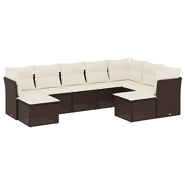 vidaXL 9-Tlg Garten-Sofagarnitur mit Kissen Braun Poly Rattan 3218573 günstig online kaufen