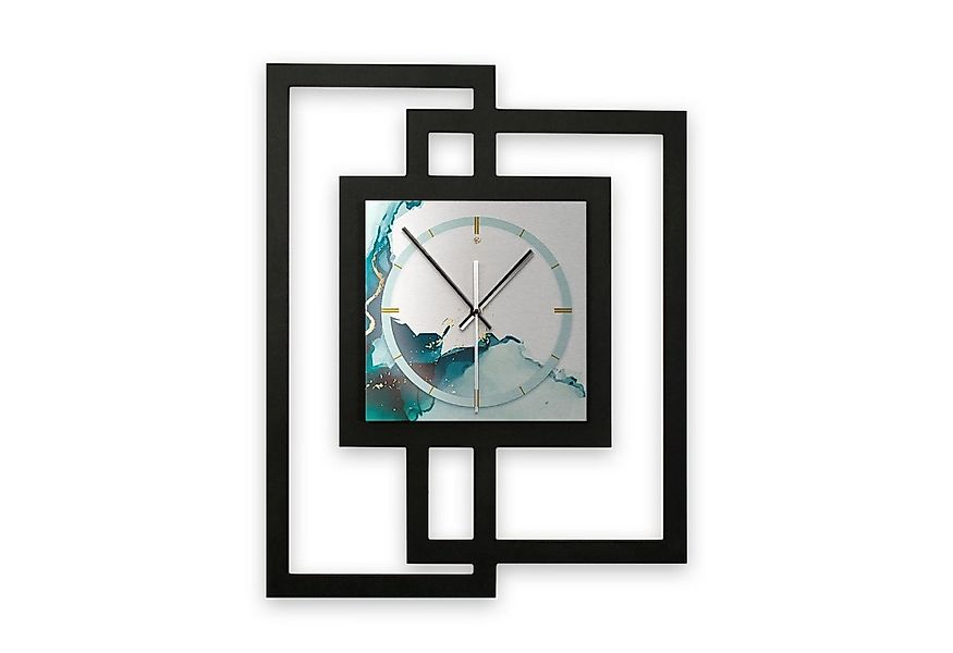 Kreative Feder Wanduhr Design-Wanduhr „Turquoise“ in modernem Metallic-Look günstig online kaufen