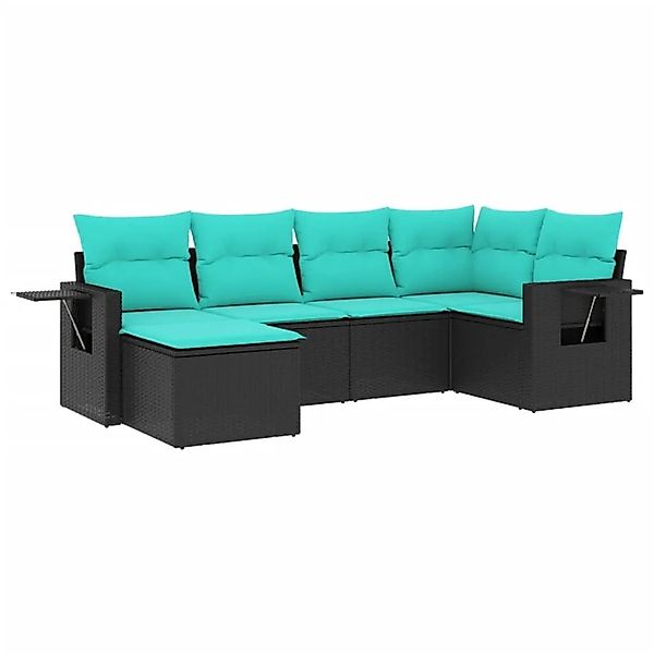 vidaXL 6-Tlg Gartensofa-Set mit Kissen Schwarz Polyrattan 3220456 günstig online kaufen