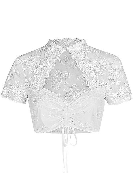 Nina Von C. Dirndlbluse Spitzen Bluse 'Selina' Stehkragen 16462892, Weiß günstig online kaufen