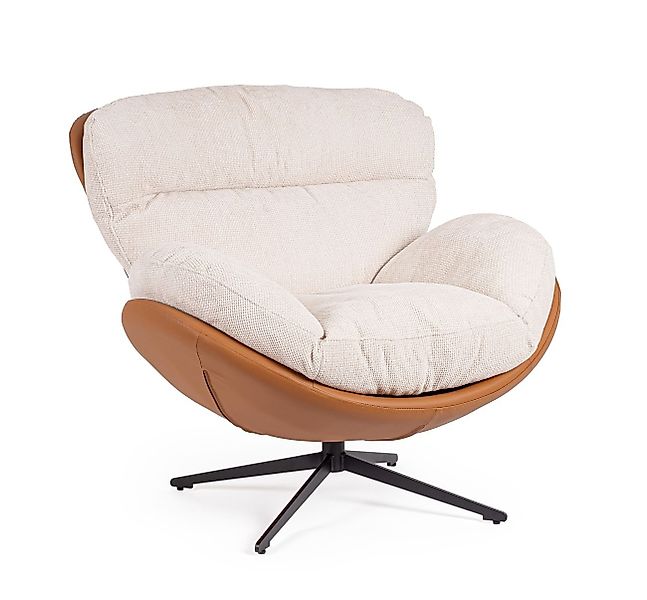 Bizzotto Drehsessel Adinda aus Stoff, Beige/Cognac, günstig online kaufen