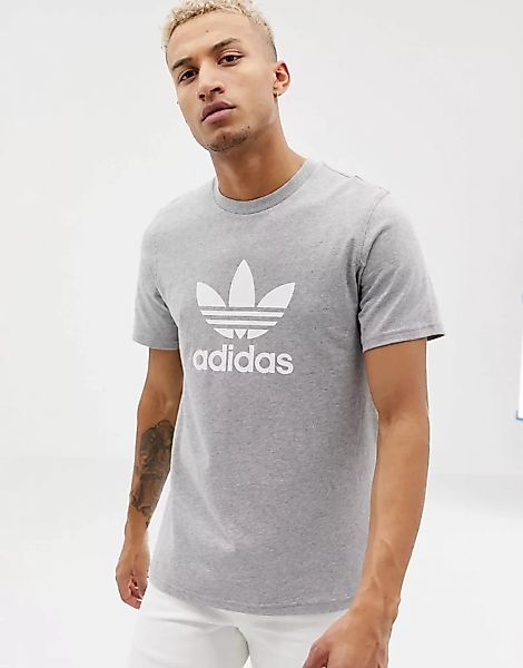 adidas Originals – adicolor – Graues T-Shirt mit Dreiblatt-Logo günstig online kaufen