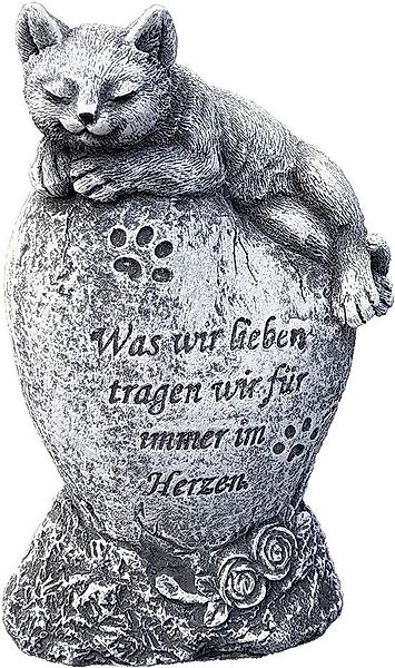 Stone and Style Gartenfigur Grabstein Katze Was wir lieben tragen.. frostfe günstig online kaufen