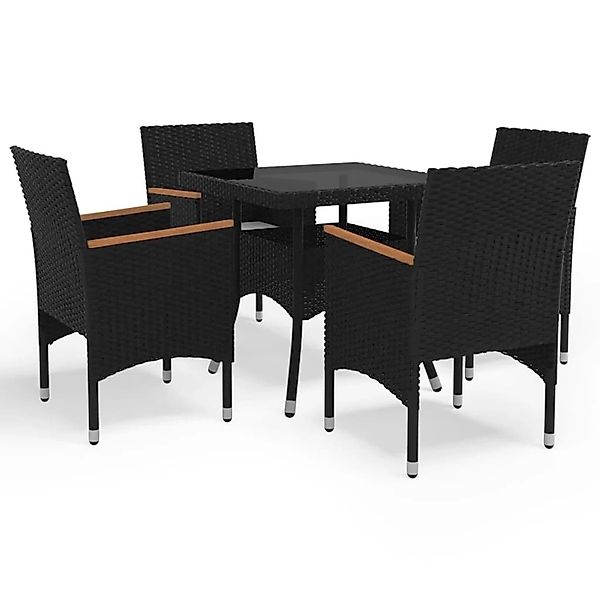 vidaXL 5-Tlg Garten-Essgruppe Poly Rattan und Hartglas Schwarz 3095911 günstig online kaufen