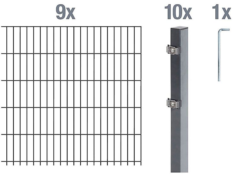 Alberts Doppelstabmattenzaun Grundset, (Set), Höhe: 80-160 günstig online kaufen