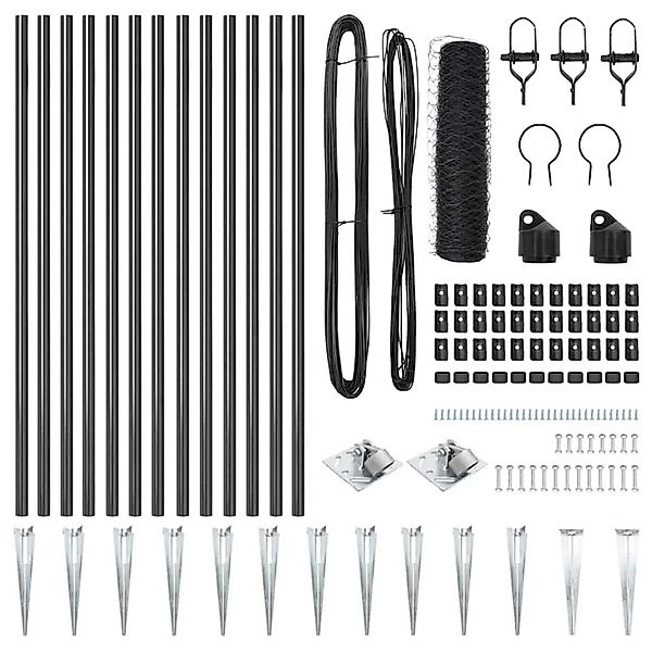 vidaXL Zaunpfosten Grau 25 x 0,8 m 50 mm Mesh Stahl und PVC 3353234 günstig online kaufen