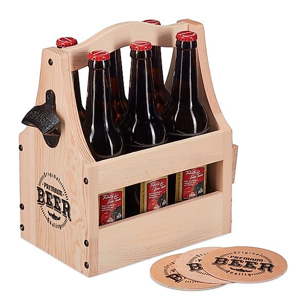 relaxdays Flaschenkorb Bierträger aus Holz mit günstig online kaufen