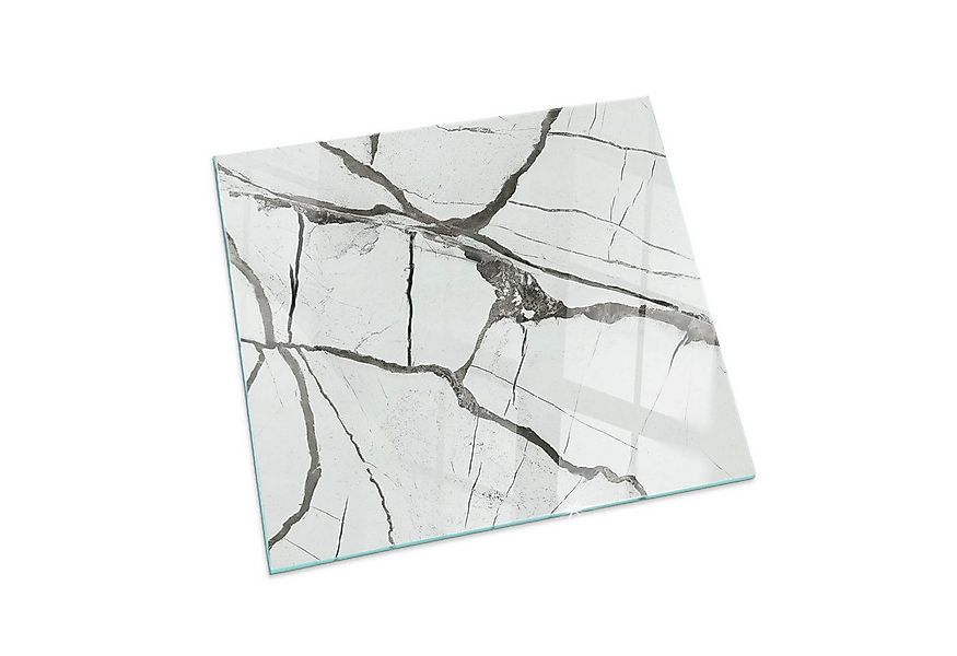 Tulup Bodenschutzplatte Weiß Marmoradermuster, Gehärtetem Glas Kaminbodenpl günstig online kaufen