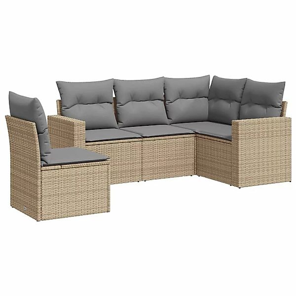 vidaXL 5-tlg Garten-Sofagarnitur mit Kissen Beige Poly Rattan Modell 39 günstig online kaufen