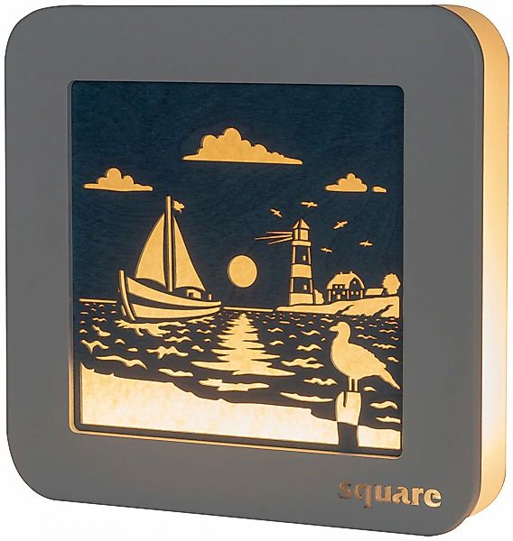 Weigla LED Dekolicht »Square Standbild Maritim, Batterie & Timer, WEIẞ-BLAU günstig online kaufen