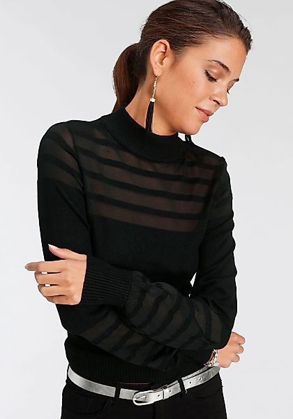 Melrose Stehkragenpullover mit transparenten Streifen und günstig online kaufen